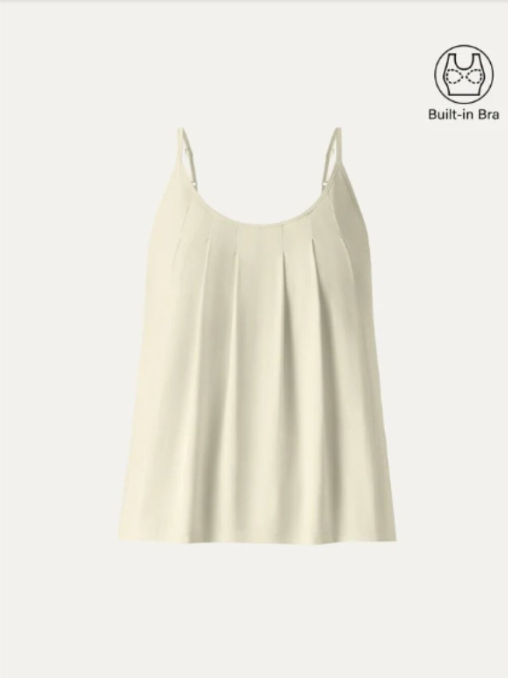 Ogl U-Neck Pleated Spaghetti Bra Tank